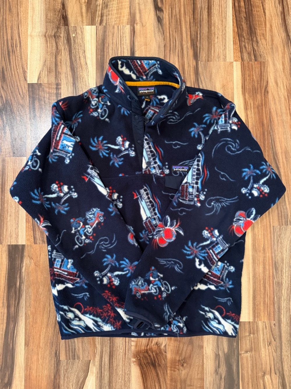 Patagonia Men's Navy Patterned Synchilla Fleece Pullover